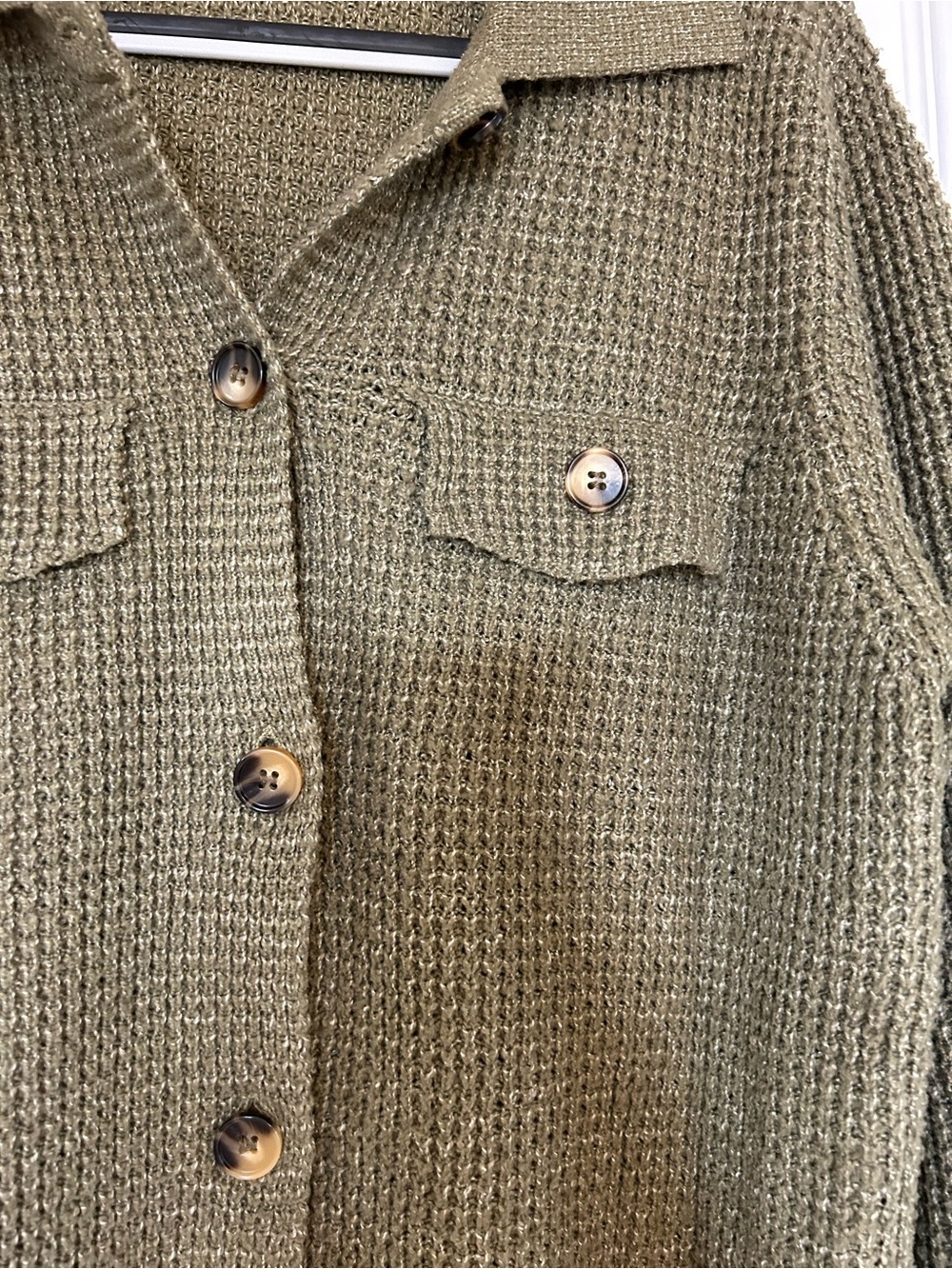 Olive Knit Button-Front Blazer - Picture 2 of 4